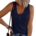 thumbnail image 2 of Timegard Tank Tops for Women Ribbed Deep V-Neck Button Slim Casual Sleeveless Shirts Basic Cami Top, 2 of 5