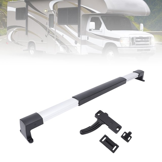 RV Screen Door Latch Kit, RV Screen Door Cross Bar Handle and Door Latch, 21.65in-29.33in Adjustable Grip Handle, Universal RV Screen Door Crossbar for RV, Travel Trailer