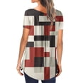 thumbnail image 3 of T-shirt à Manches Courtes pour Femmes, Mode, Col en V, Dégradé Imprimé, Tuniques, Boutons, 3 of 8