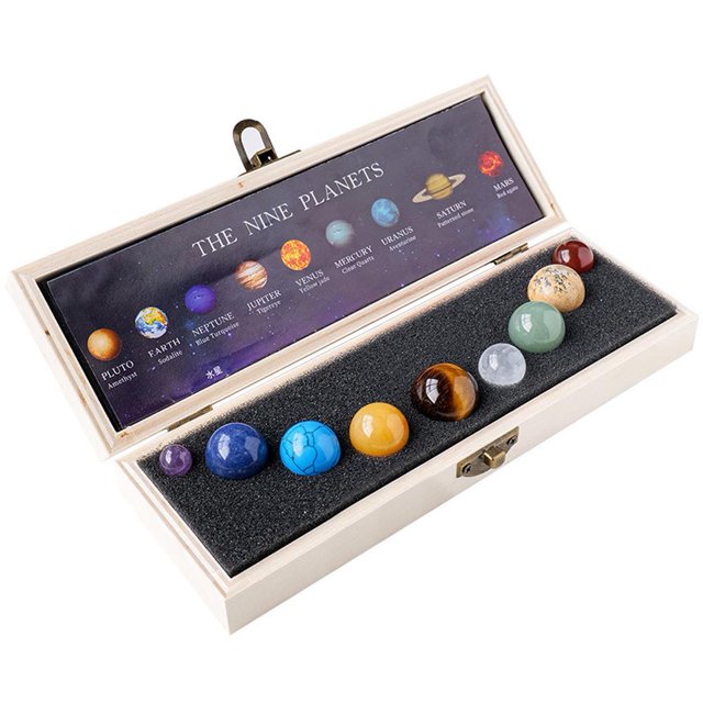 10-25mm Solar System 9 Planets Natural Crystal Balls Gemstones
