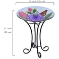 thumbnail image 5 of Hi-Line Gift 78415-D Bain d'Oiseaux en Verre à Fleurs à DEL Solaires avec Support, 5 of 5