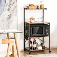 thumbnail image 3 of Costway 4-Tier Rolling Bakers Rack Industrial Utility Microwave Oven Stand Cart w/ Hooks, 3 of 10