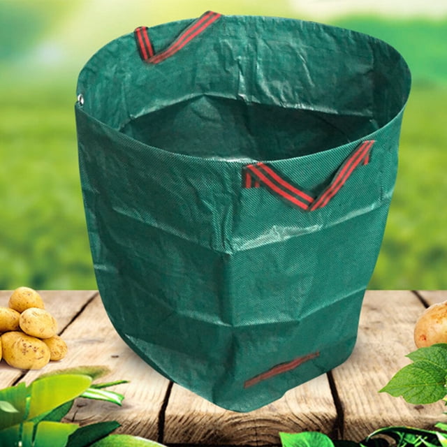 Becaristey 120L Large Capacity Garden Bag Reusable Leaf Sack Trash Can Foldable Garden Garbage Waste Collection Container Storage Bag 100L/27 gallons