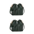 thumbnail image 3 of maskred Bucket Shoulder Bag Drawstring Bag Purse Handbags Small Shopping Green 22x11x19CM 2Set, 3 of 6