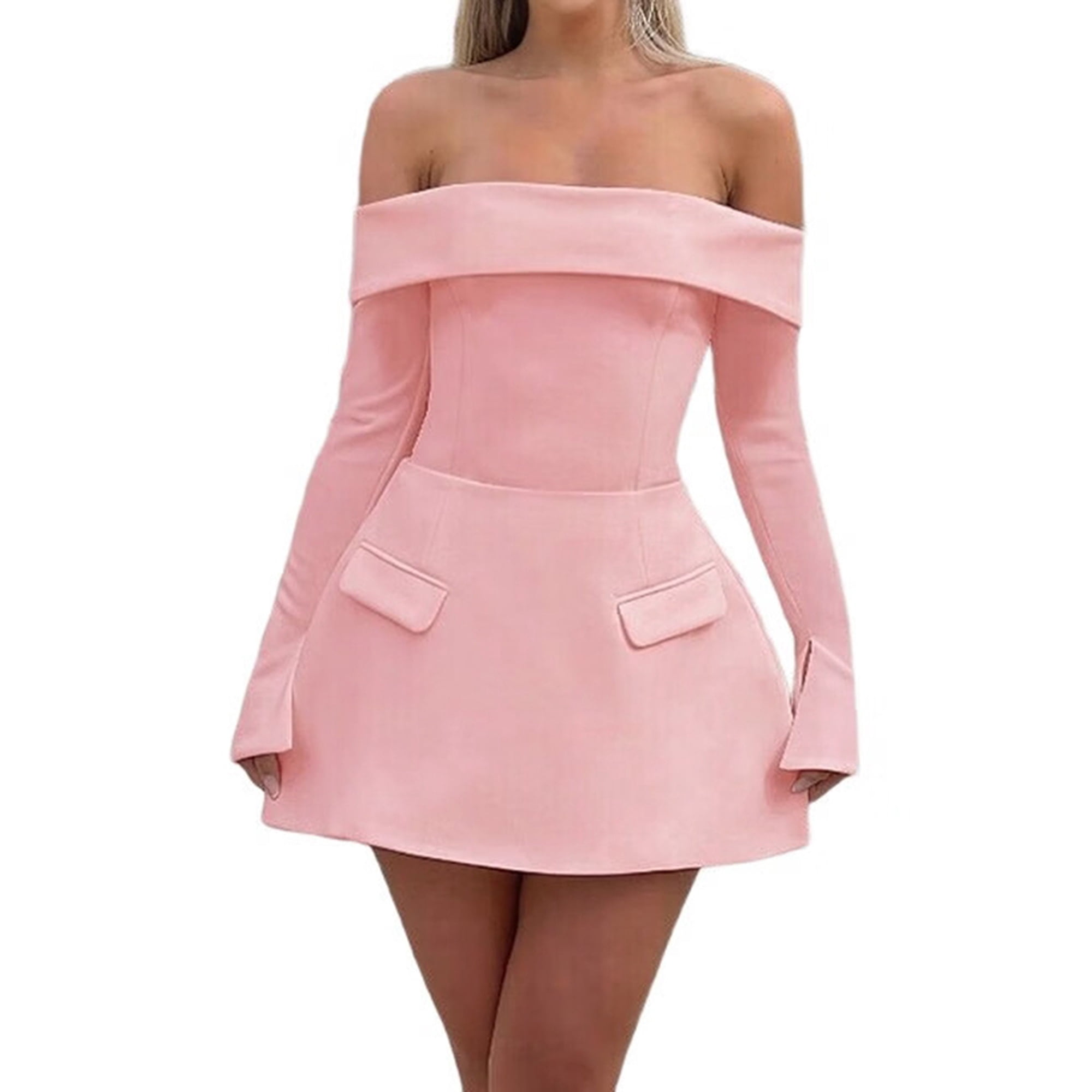 mini women's light pink off the shoulder sexy dress June Bridals Short Strapless Blush Homecoming Simple Casual Dress Mini dress Lined Off women's light pink off the