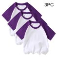 thumbnail image 2 of Besolor Lot de 3 T-Shirts Raglan d'Été pour Enfants Filles Garçons à Blocs de Couleur Col Ras du Cou Manches Courtes Décontractés Basiques Hauts Tees, 2 of 5