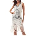 thumbnail image 1 of EGNMCR Robes de Soirée pour Femmes, Robes Formelles pour Femmes, Robe à Col Rond Sans Manches à Paillettes avec Franges et Pompons pour le Printemps et l'Été pour Femmes, Robe de Fête, Banquet, Danse, Robe Courte, Robe pour Femmes, 1 of 2