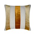 thumbnail image 1 of The HomeCentric Decorative Gold Pack of 2, 26x26 inch (65x65 cm) Euro Size Shams, Velvet & Linen Patchwork Euro Shams For Sofa, Striped Pattern Modern Style Easter - Velvet Band Gold, 1 of 5
