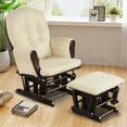 thumbnail image 3 of Gymax Glider and Ottoman Cushion Set Wood Baby Nursery Rocking Chair Beige, 3 of 10