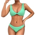 thumbnail image 1 of Penkiiy Women Triangle Halter Thong Bikini Set Ruffle Sexy String Two Piece Swimsuit Bathing Swimwear XL Green, 1 of 4