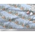 thumbnail image 3 of Soimoi Blue Modal Satin Fabric Reindeer & Snowflakes Tree Print Fabric by the Yard 42 Inch Wide, 3 of 5