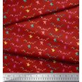 thumbnail image 2 of Soimoi Red polyester Crepe Fabric Hanging Star Party Print Fabric by the Yard 52 Inch Wide, 2 of 3