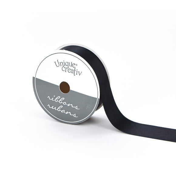 UNIQUE CREATIV Satin Ribbon noir 25 mm (0.98 in) × 5.5 m (⅞ in × 6 yd), 5.49 m (18 ft)