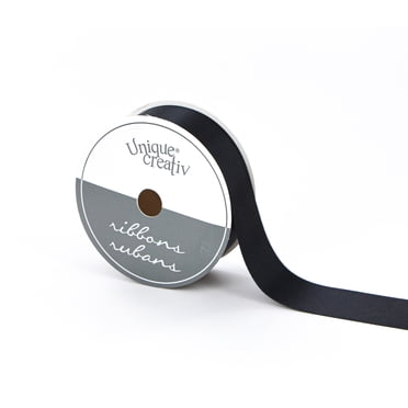 UNIQUE CREATIV Satin Ribbon Black 25 mm (0.98 in) × 5.5 m (⅞ in × 6 yd), 5.49 m (18 ft)