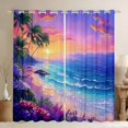 thumbnail image 1 of Erosebridal Rideaux Océan Côtier Lot de 2 (42x84), Plage de Rêve Rideaux Occultants 30 %-50 %, Décor Floral, 1 of 6