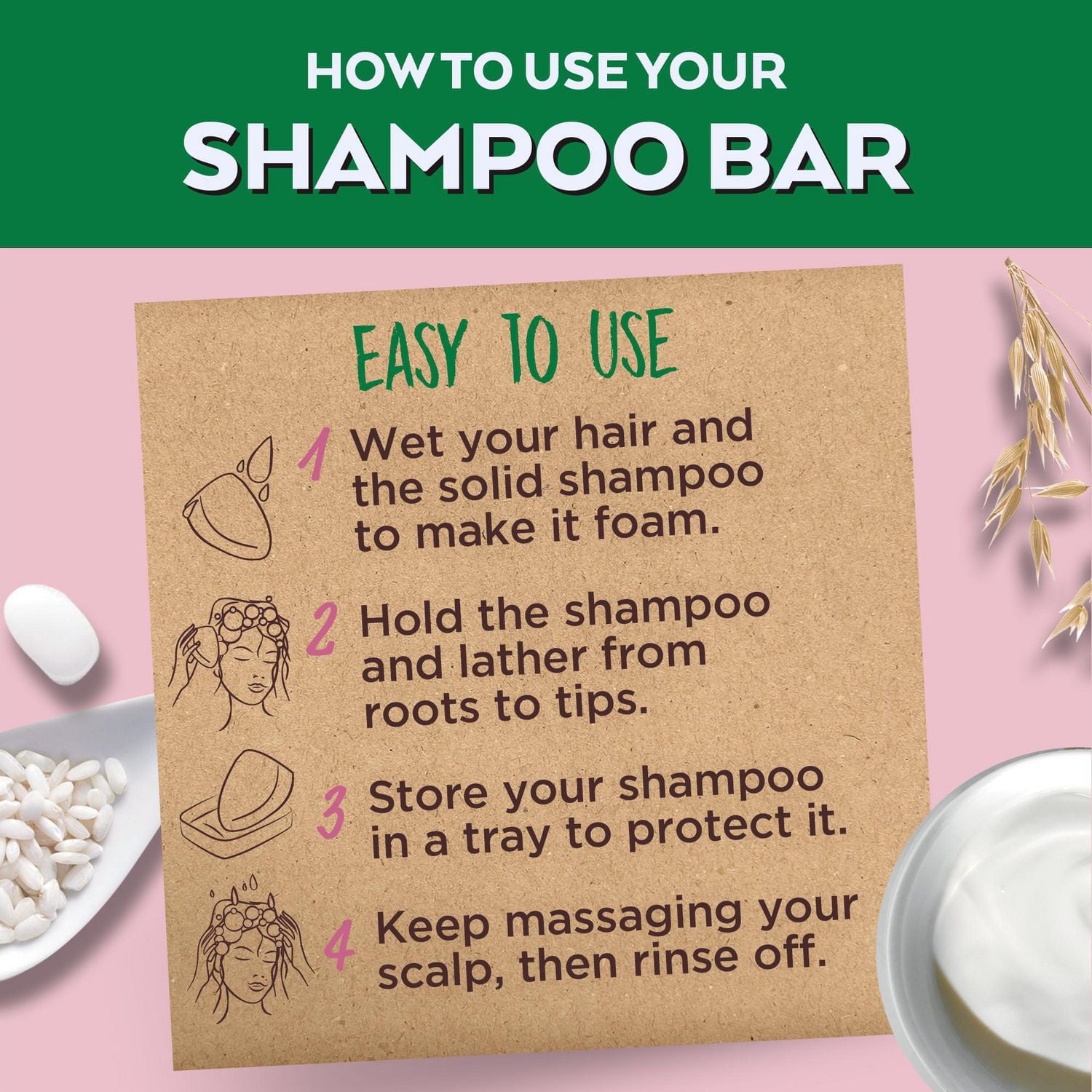 Garnier Whole Blends Shampooing Solide doux Délicatesse d'avoine pour cheveux fragiles, Emballage zéro plastique,  sans agents de conservation, sans silicone, sans savon ni pigments, avec crème de riz