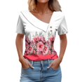 thumbnail image 2 of SDNall Chemise à Manches Courtes Imprimée pour Femmes Printemps/été, T-shirt Décontracté à Boutons Imprimé, 2 of 9
