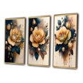 thumbnail image 3 of Designart "Roses in Yellow and Blue Hues I" Floral & Botanical Framed Wall Art Set Of 3 - Yellow Rose Frame Gallery Wall Set For Home Decor, 3 of 6