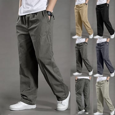 Styesk Men's Pants Men's Cargo Pants Slim Solid Straight Pants Casual Outdoor Sports Overalls Pants