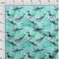 thumbnail image 3 of oneOone Georgette Viscose Turquoise Green Fabric Ocean Dolphin Craft Projects Decor Fabric Printed By The Yard 42 Inch Wide, 3 of 4