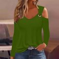 thumbnail image 2 of Yuyuzo Womens Tunic Tops Cold Shoulder Long Sleeve Shirts Loose Solid Color Lightweight Tee Tops, 2 of 5