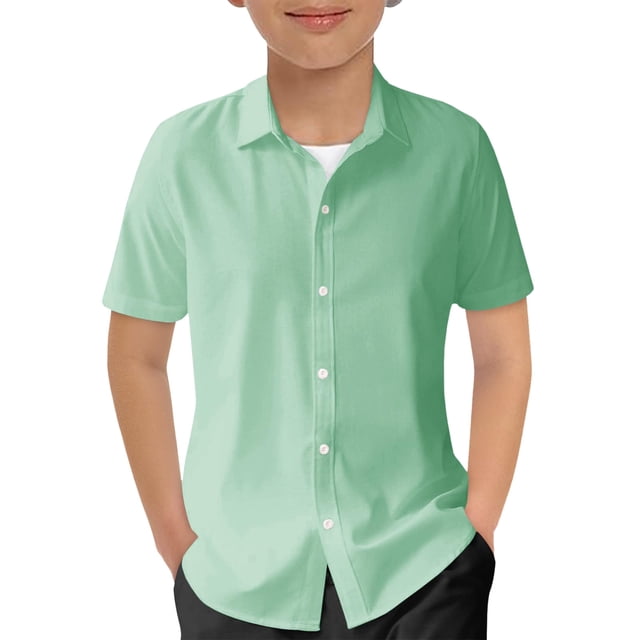 Kids Summer Casual Beach Shirt - Button Down, Gradient Design, Unisex, Perfect for 5-14 Years Old