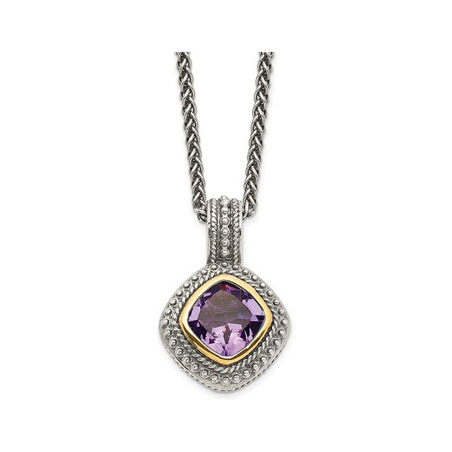 Collier Pendentif en Améthyste Naturelle de 8 mm en Argent Sterling avec Chaîne