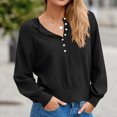 thumbnail image 4 of Longs Chandails pour Femmes Mode pour Femmes Col Rond à Boutons Manches Longues Hauts Unis Chandail à Enfiler Chandail Tendance et Confortable Vêtements d'Hiver Chandails d'Hiver pour Femmes, 4 of 8