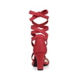 thumbnail image 3 of BLISSFUL STEP Sandales pour Femmes Couleur Unie Talons Blocs Moyens Sandales à Lacets Rouge 8, 3 of 8