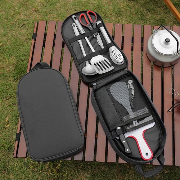 FHBVT Camp Kitchen Cooking Utensil Set Portable Organizer Grill Accessories for Backpacking, Hiking, and Outdoor Cooking with Water-Proof Case Compact Travel Cookware Kit for Adventurers