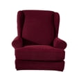 thumbnail image 2 of 2-Piece Wing Back Armchair Covers Wing Sofa Slipcovers Replacement Red Burgundy, 2 of 8