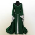 thumbnail image 2 of UPPADA Robe Longue Renaissance Médiévale pour Femmes, Costume Vintage Goth, Grande Taille, Robes Irlandaises par-Dessus, Robe Maxi à Col en V, 2 of 4