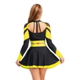 thumbnail image 2 of Aislor Womens Shiny Rhinestone Cheerleading Uniform 2 Piece Set Long Sleeve Crop Top & Skirt For Dance Fluorescent Yellow L, 2 of 6