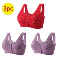 thumbnail image 3 of Bigersell Bras for Older Women Front Button 3pcs T-Shirt Bra Style R-23 Breathable Seamless Bras Pack R-23-red, 3 of 5