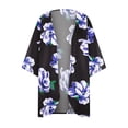 thumbnail image 4 of TIMIFIS Women Chiffon Printed Cardigan Kimono Robe Tops Beach Bikini Cover up Blouse-Dark Blue-XLFall, 4 of 5