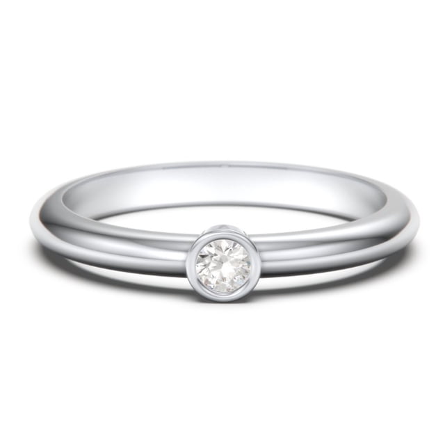 Classic Bezel Set Birthstone Ring - Cubic Zirconia / White Topaz (April)