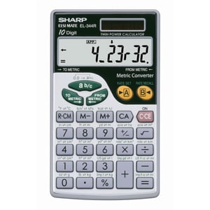 Sharp EL344R Calculatrice de bureau de conversion métrique pour l'école primaire, secondaire & Utilisation au collège, 10-Digit Affichage, 44 Conversions métriques, Twin Power Solar & Batterie, 3-Key Mémoire