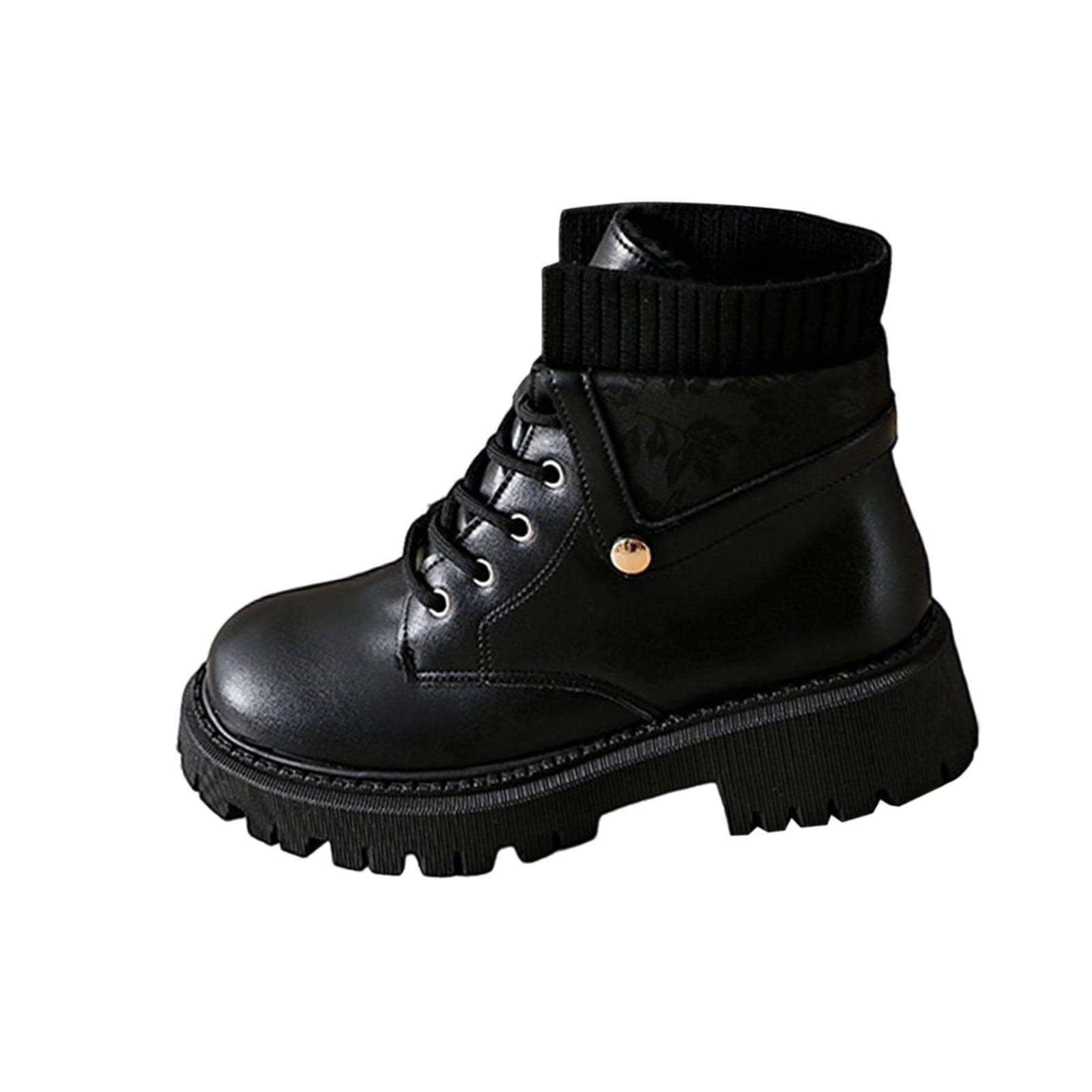 Womens Winter Boots Ankle Boots Printed Round Toe Lace-Up Front Low Heel Ankle Boots