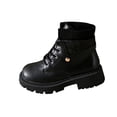 thumbnail image 1 of Womens Winter Boots Ankle Boots Printed Round Toe Lace-Up Front Low Heel Ankle Boots, 1 of 9