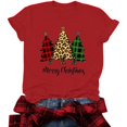 thumbnail image 1 of Jsaierl T-Shirts de Noël pour Femmes Mignons à Imprimé d'Arbre de Noël T-Shirts Décontractés à Col Rond Tunique Tenues de Festival Manches Courtes Hauts Cadeaux, 1 of 3