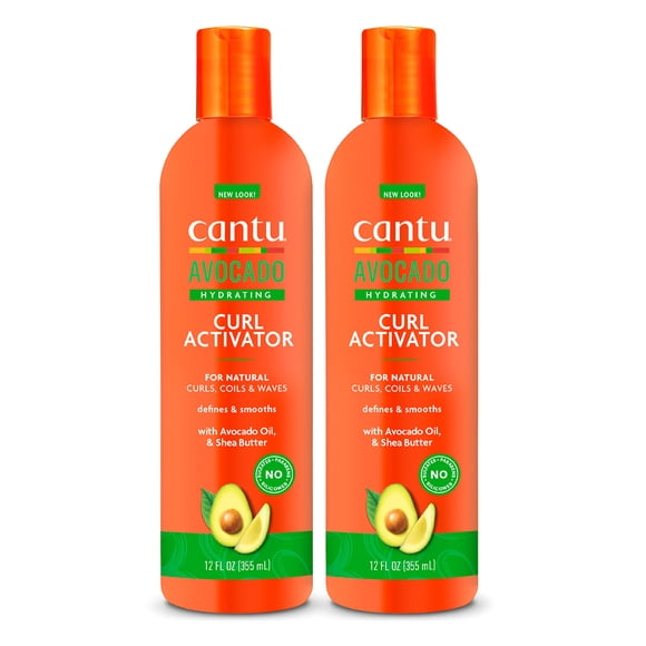 Cantu Crème Activatrice de Boucles Hydratante à l'Avocat avec Beurre de Karité Pur 12 oz (Lot de 2) (l'Emballage Peut Varier)