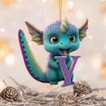 thumbnail image 4 of Fridja Personalized Dinosaur Christmas Ornament 26 Letters Hanging Pendant Ornaments 2024 Plastic Initial Monogram Xmas Tree Decorations with Hanging Rope Unique Customized Fun Gift for Kids (Y), 4 of 4
