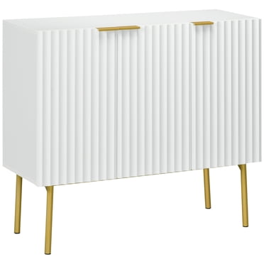 HOMCOM Armoire d'Appoint avec Pied Doré pour Salon Salle à Manger Couloir Blanc