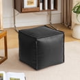 thumbnail image 4 of Housse de Pouf en Faux Cuir Non Rembourrée Repose-Pieds de Rangement pour Usage Intérieur Extérieur, 4 of 7