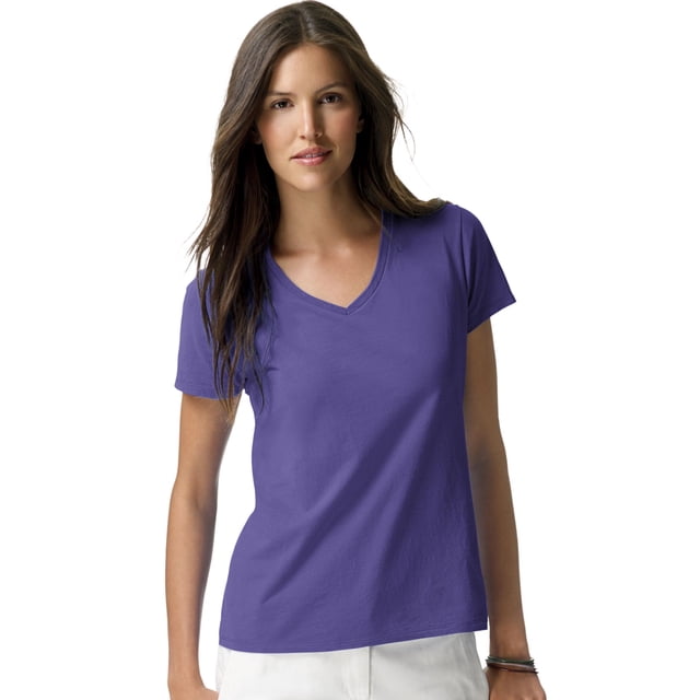 Hanes T-Shirt à Col en V Nano-T pour Femmes, TP, Violet