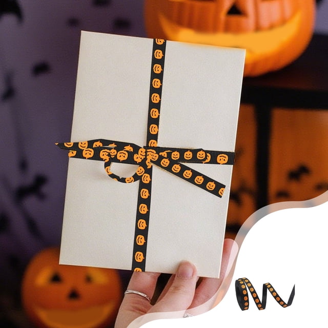 YIMWNYI Halloween Ribbon, Festive Party Decoration, Crafting and Gift Wrapping Supplies, 10 Yards of Versatile Polyester Ribbon, Elegant Bow Making Accessory