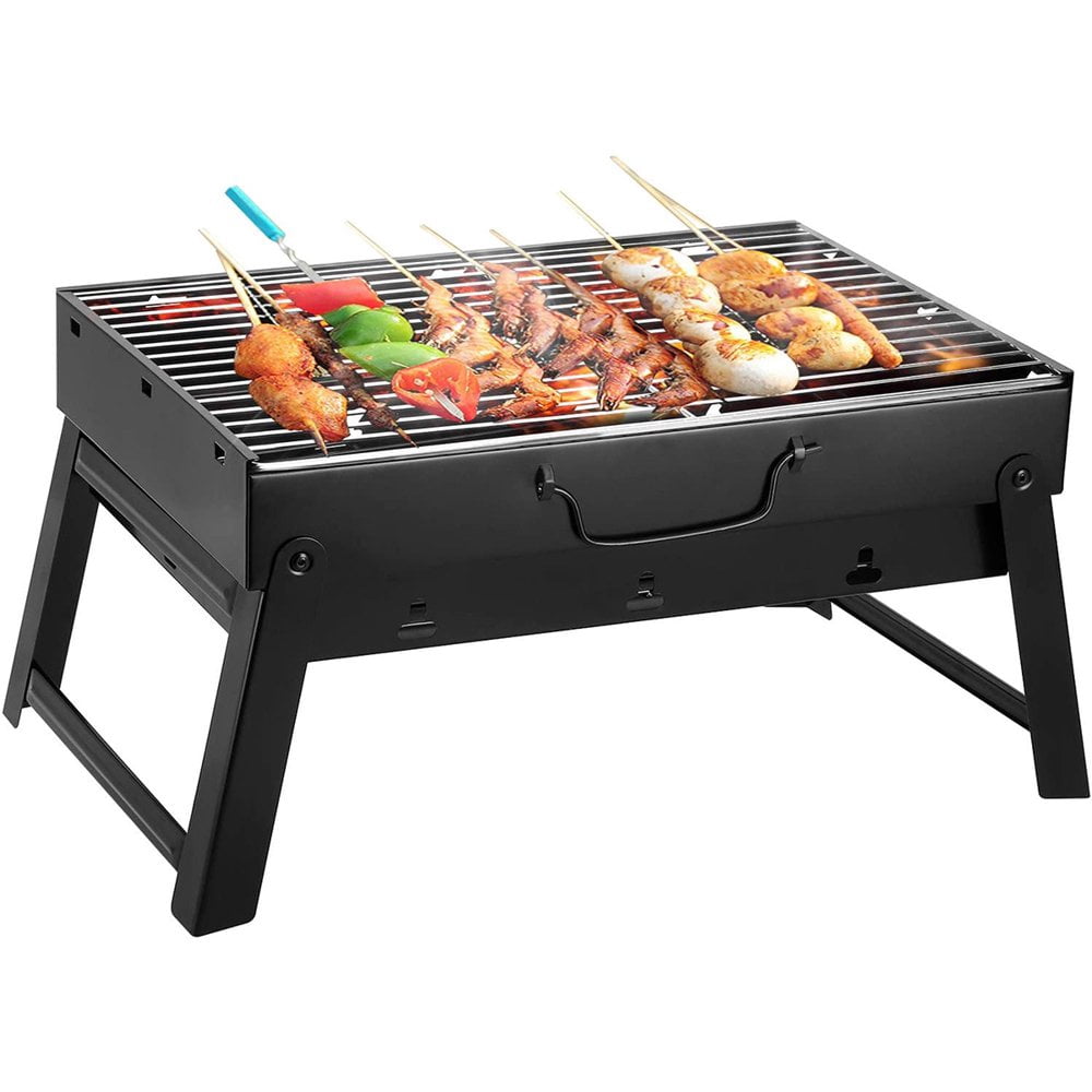 Portable Barbecue Charcoal Grill Foldable BBQ Grill Stainless Steel Wood Burning BBQ Stoves Outdoor Camping Barbecue Cooking Grills Stoves Smokers Tool for Picnic Beach Backyard