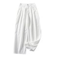thumbnail image 1 of Mefallenssiah Femmes Couleur Unie Doux Confortable Ample Pantalon de Jambe Droite Décontracté et Polyvalent, 1 of 1