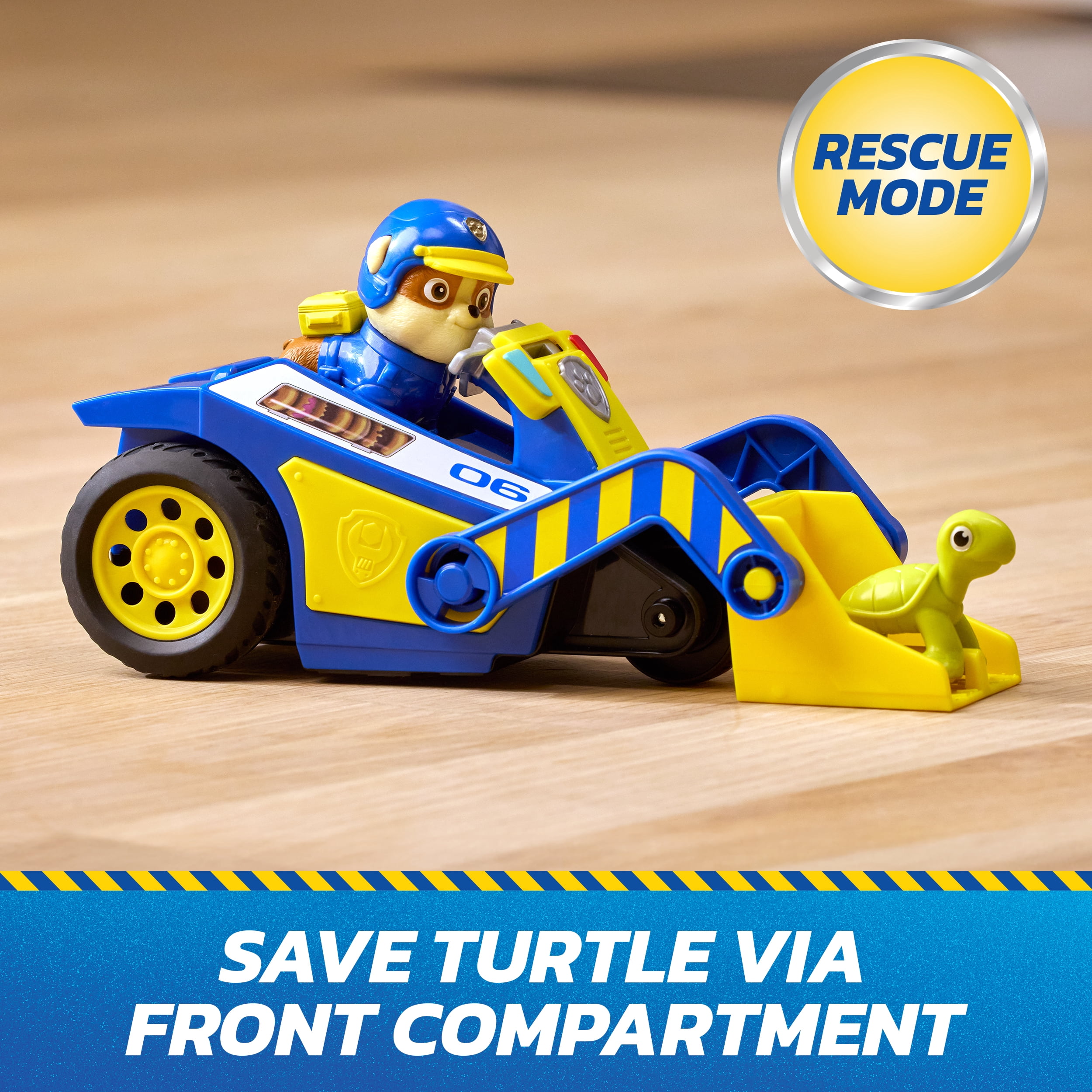 PAW Patrol: Search & Rescue, Rubble Rescue Bulldozer Vehicle with 2 Figures, Police Car Toy with Pull-Back Action, Kids Toys for Boys & Girls Ages 3+