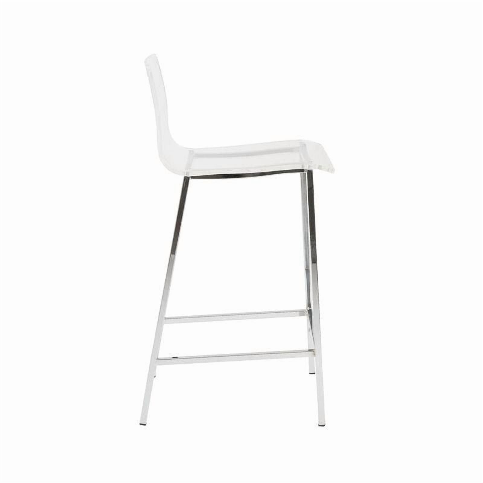 Clear Acrylic Stool with Chrome Leg – Tall Minimalist Stool with Transparent Seat, Footrest, Modern Design for Bars, Kitchens, and Contemporary Spaces
